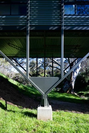 Pritchard likes the shadow patterns on the facade, created by the profiled steel sheet and steel shade structures 